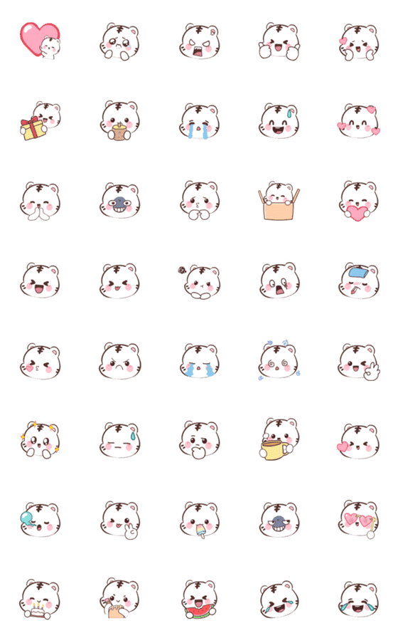 [LINE絵文字]White Tiger (emoji) 3の画像一覧