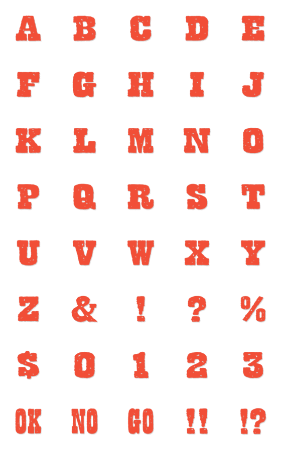 [LINE絵文字]赤いスタンプ風 アルファベット 絵文字の画像一覧
