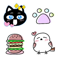 [LINE絵文字] 星キラキラ黒ねこ♡の画像