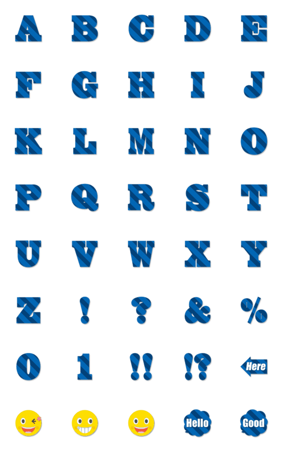 [LINE絵文字]濃いブルー ボーダー アルファベットの画像一覧