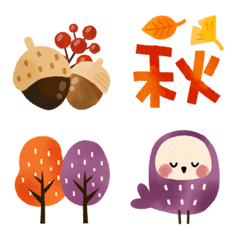 動く！秋の森と動物たち♡の絵文字メイン画像