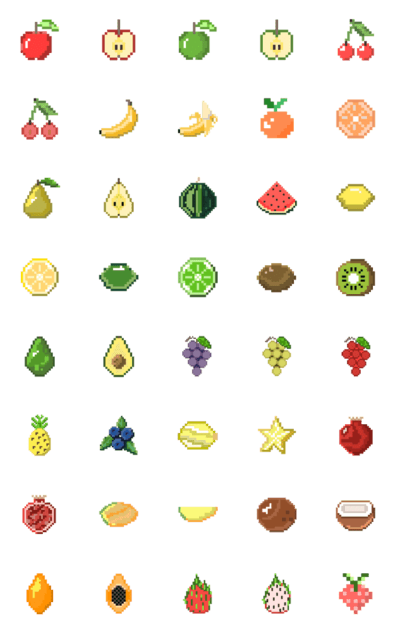 [LINE絵文字]Little Pixel Fruitの画像一覧