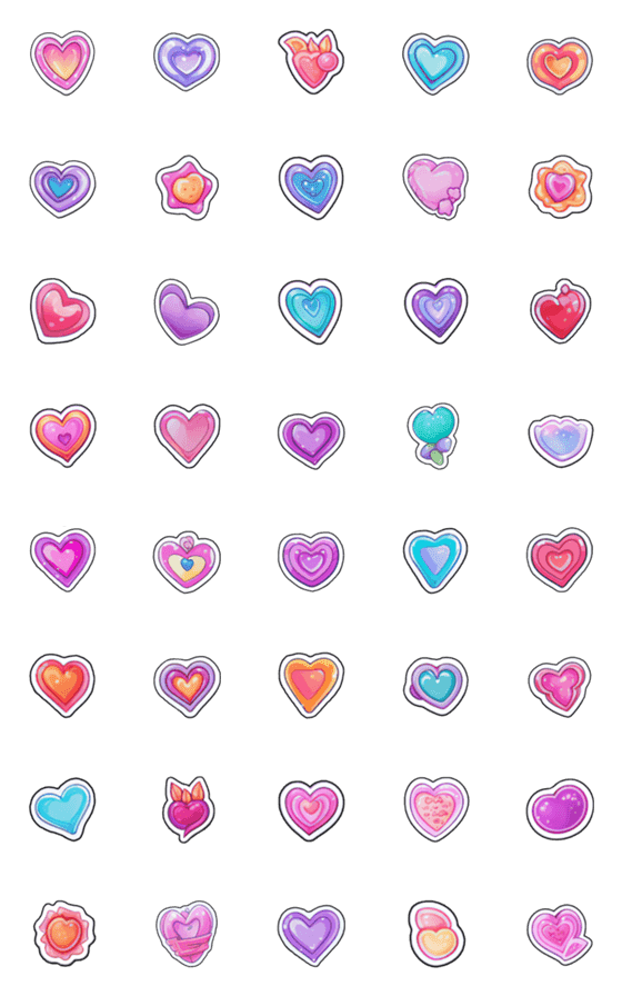 [LINE絵文字]Heart sweet pastel emojiの画像一覧