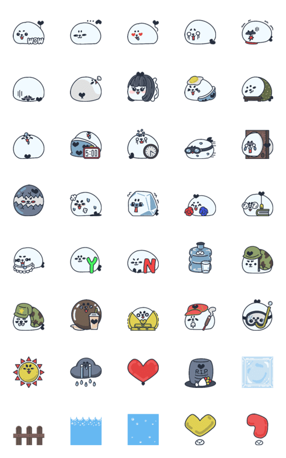 [LINE絵文字]2023 LET'S DRAW : Boba Little Seal Emojiの画像一覧