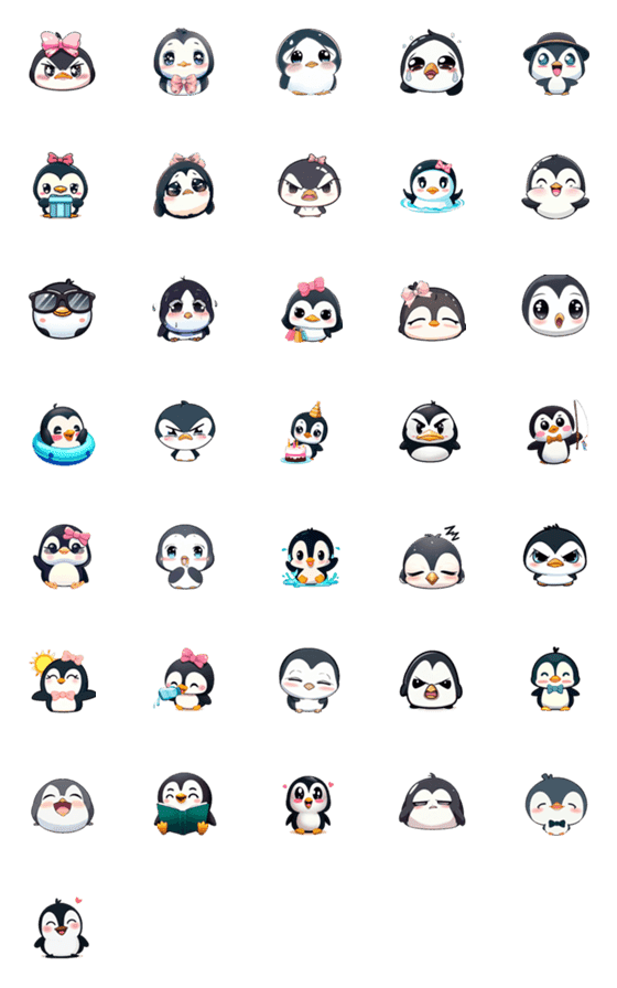 [LINE絵文字]可愛いペンギン、絵文字コレクション。の画像一覧