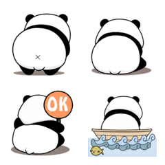 [LINE絵文字] Doodle Back Side Panda (Animated emoji)の画像
