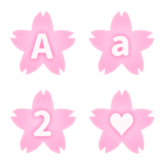 [LINE絵文字] さくら 桜 ピンク ♥ ABC 123 英語 数字の画像
