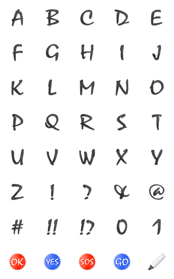 [LINE絵文字]手書き風 サインペン アルファベットの画像一覧