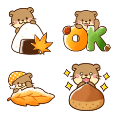 [LINE絵文字] コツメカワウソ♡毎日つかえる秋 水彩verの画像