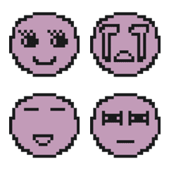 [LINE絵文字] Pixel art emoji with purple faceの画像