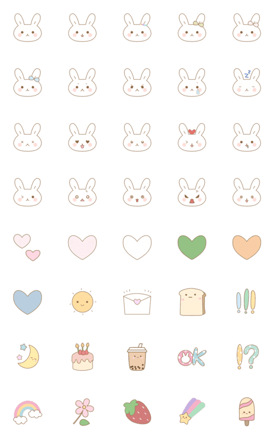 [LINE絵文字]Maki The Tiny Rabbit Emojiの画像一覧