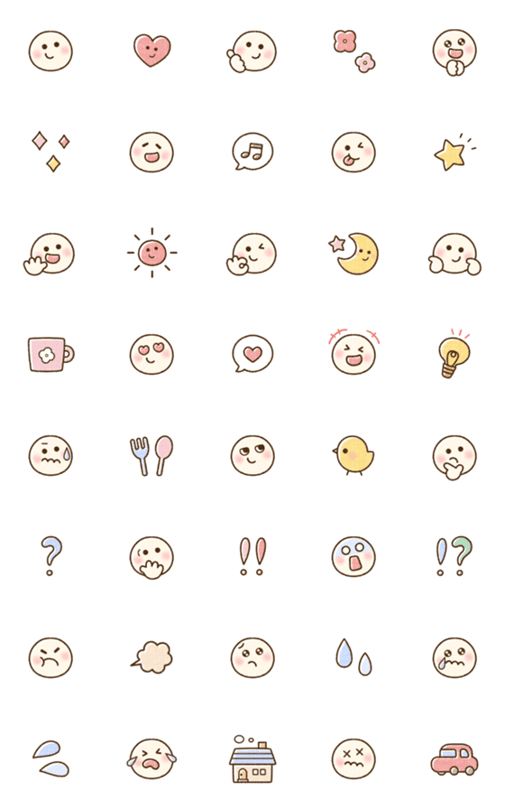 [LINE絵文字]まるっこ☻毎日使えるEmojiの画像一覧