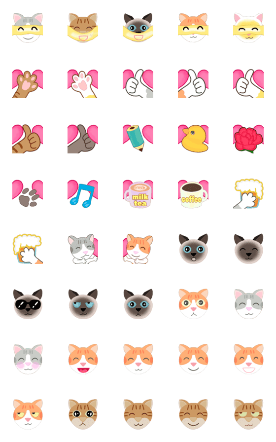 [LINE絵文字]Tabby Milktea Cat ＆ friendsの画像一覧