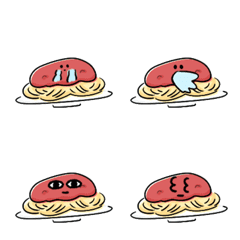 [LINE絵文字] シンプル ミートソースパスタ 日常会話の画像