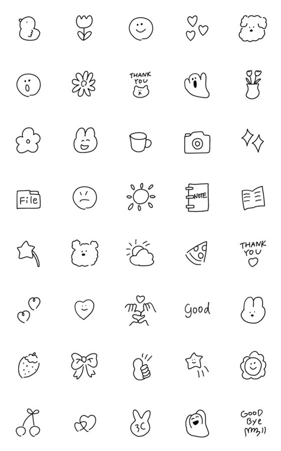 [LINE絵文字]シンプルな毎日使える落書き絵文字22の画像一覧