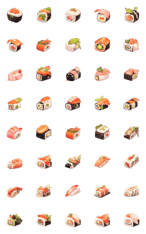 [LINE絵文字]日本の寿司、絵文字付きの小さな写真の画像一覧
