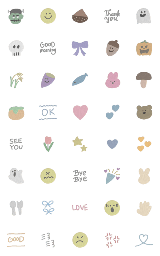 [LINE絵文字]くすみカラー♡ぽわぽわしてる絵文字42の画像一覧