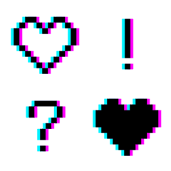 [LINE絵文字] Glitch Emoji  - Pixel art Black Ver.1の画像