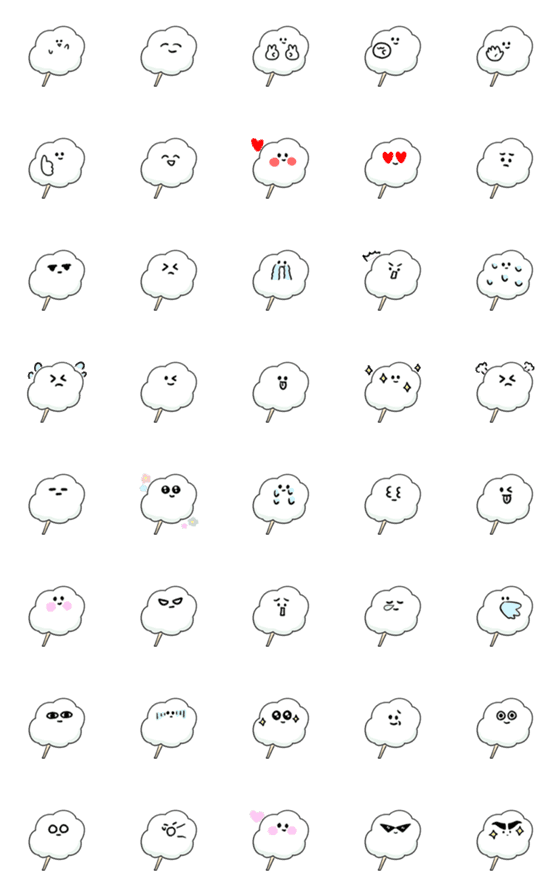 [LINE絵文字]シンプル わたあめ 日常会話の画像一覧