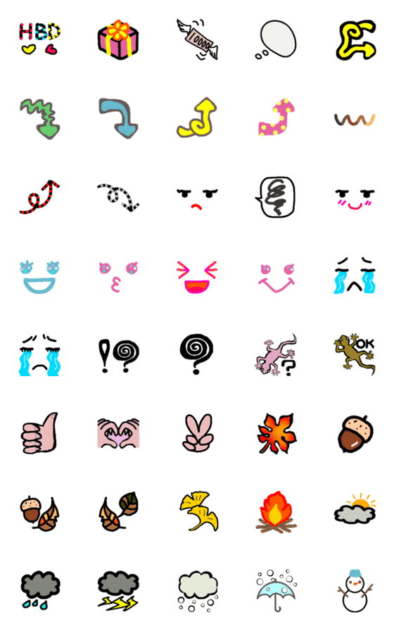 [LINE絵文字]Cute and colorful emojisの画像一覧