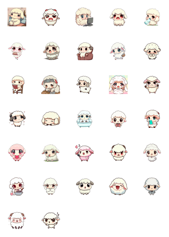 [LINE絵文字]かわいい羊の日常の画像一覧