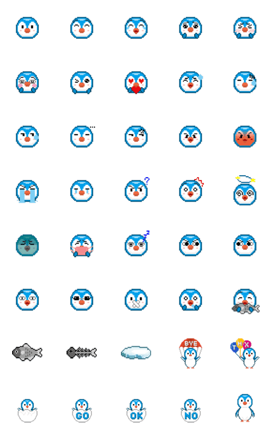[LINE絵文字]8ビットピクセルのペンギンの画像一覧