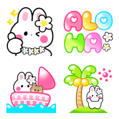 [LINE絵文字] 動く♡かわいいうさちゃん♡夏♡の画像