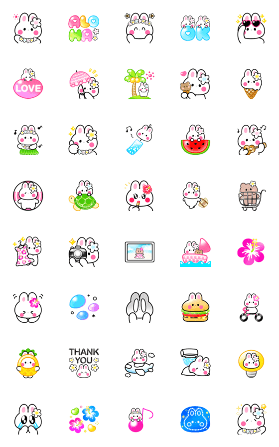 [LINE絵文字]動く♡かわいいうさちゃん♡夏♡の画像一覧