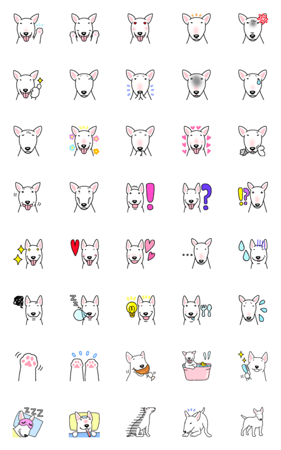 [LINE絵文字]犬種別毎日使えるブルテリア絵文字の画像一覧