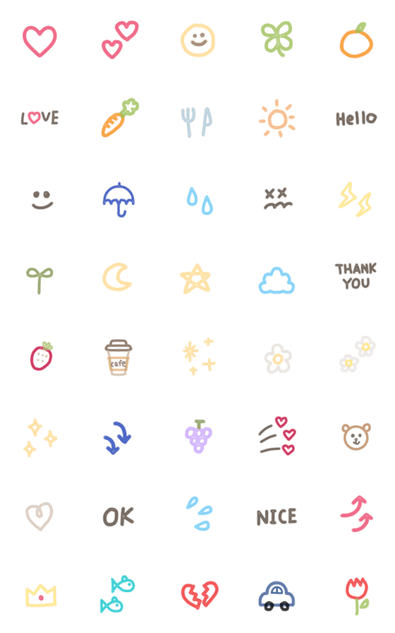 [LINE絵文字]カラフル シンプル 絵文字の画像一覧