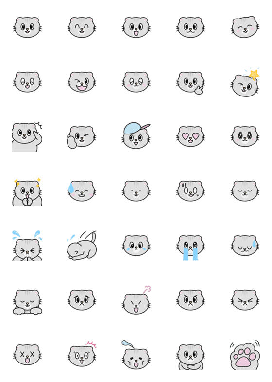 [LINE絵文字]Emoji Cat kawaii2の画像一覧