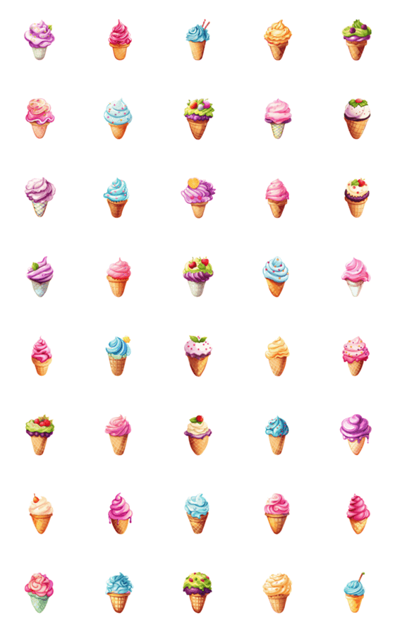 [LINE絵文字]Ice cream cute emojiの画像一覧