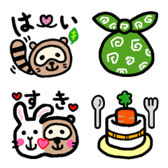 [LINE絵文字] うさぎとたぬきの画像