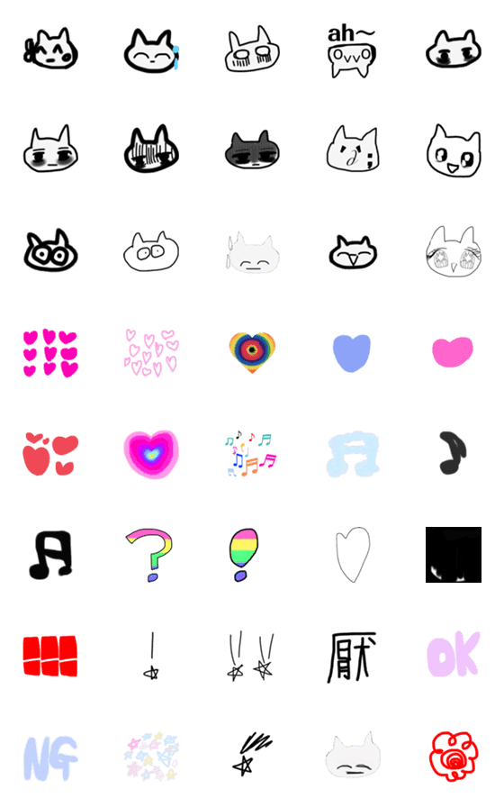 [LINE絵文字]white cats emojis Modified versionの画像一覧