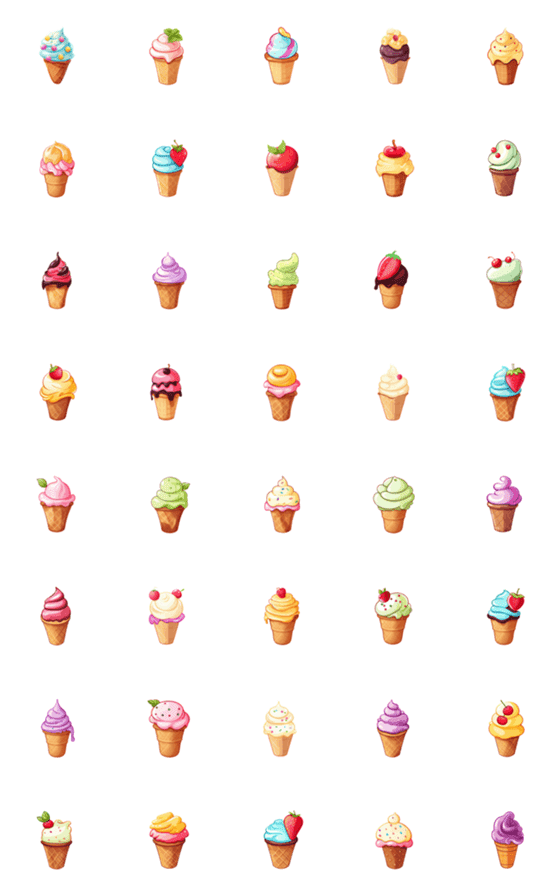 [LINE絵文字]Ice cream cute emoji 3の画像一覧