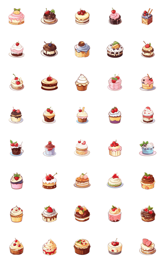[LINE絵文字]Cupcake colourful emoji 2の画像一覧