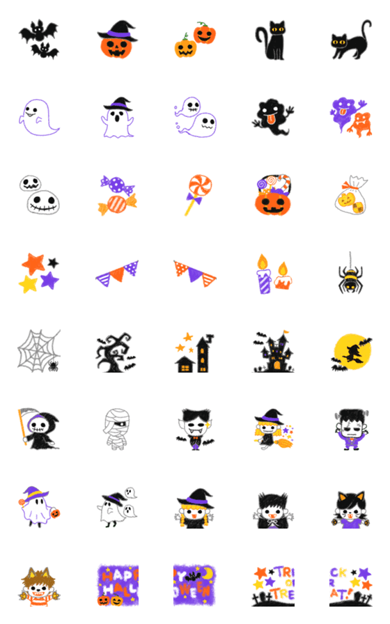 [LINE絵文字]★ハロウィン★クレヨンの絵文字の画像一覧