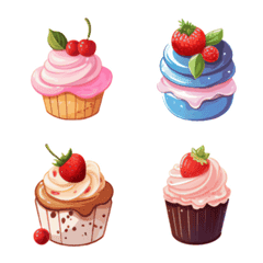 [LINE絵文字] Cupcake colourful emojiの画像
