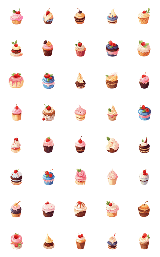 [LINE絵文字]Cupcake colourful emojiの画像一覧