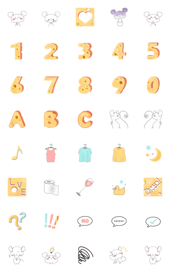 [LINE絵文字]ねちゅみさん 2 （チーズの数字付き）の画像一覧