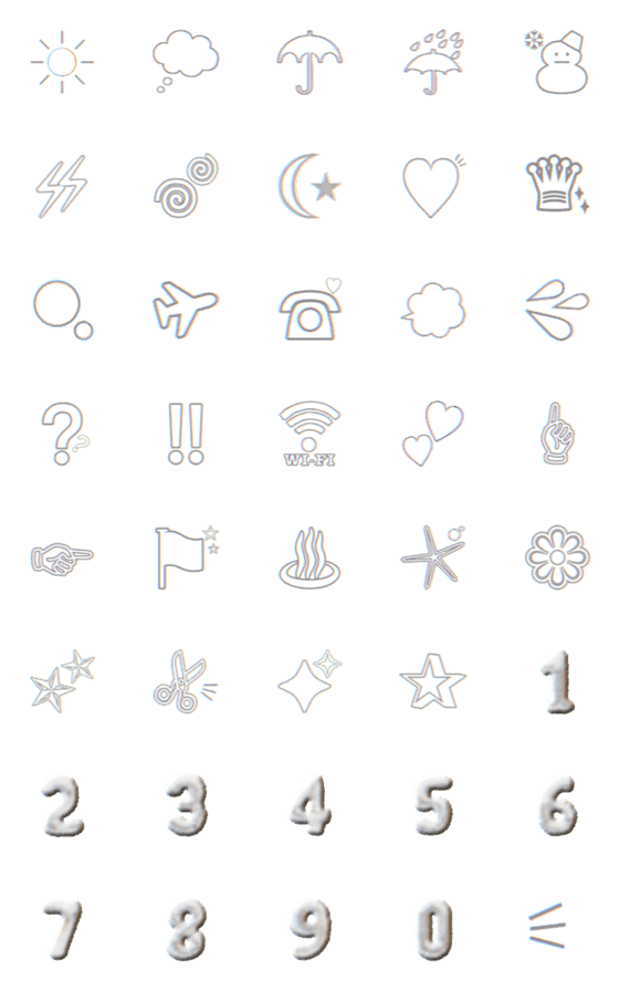 [LINE絵文字]シンプル！グレー＆ホワイトの絵文字！の画像一覧