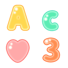 [LINE絵文字] カラフル ゼリー 動く♥ ABC 123英語数字の画像