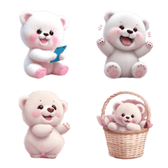 [LINE絵文字] White bear, love emojiの画像