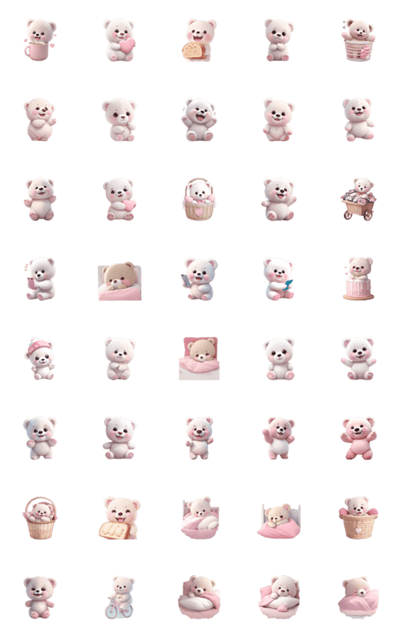 [LINE絵文字]White bear, love emojiの画像一覧