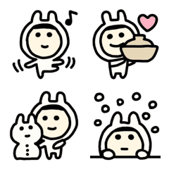 [LINE絵文字] ほんわか♡白うさぎ・きぐるみ♡冬の画像