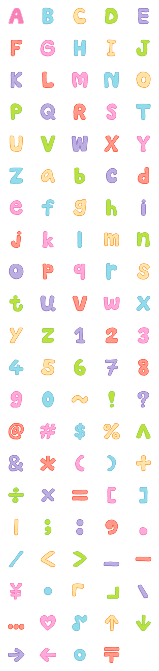 [LINE絵文字]The colored letters and numbers cuteの画像一覧