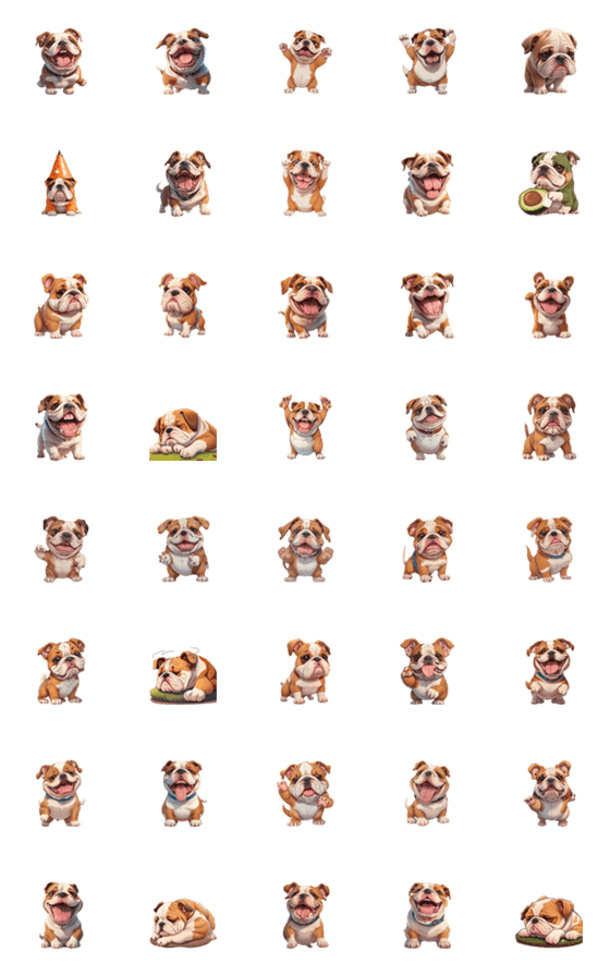 [LINE絵文字]Cute wrinkled-faced dog comes say helloの画像一覧