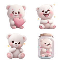 [LINE絵文字] Cute white bear, pleases emojiの画像