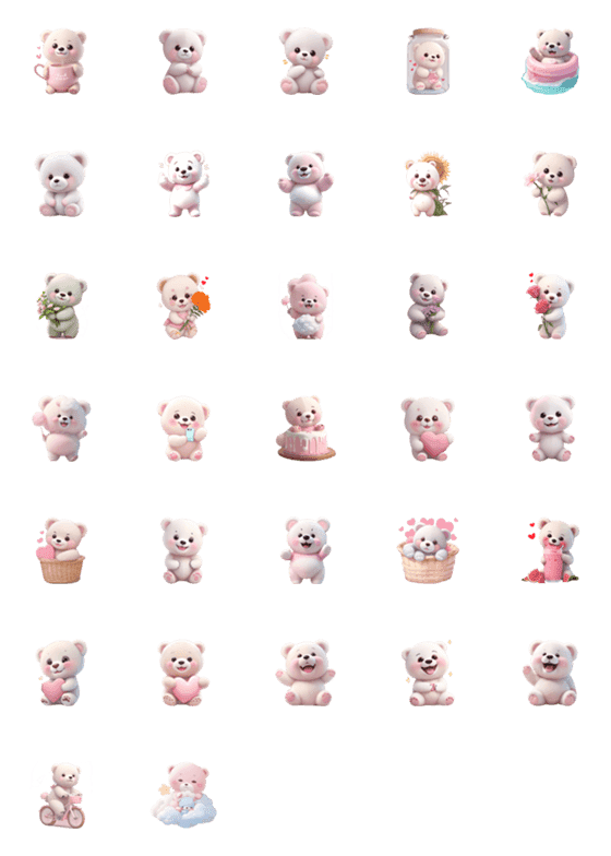 [LINE絵文字]Cute white bear, pleases emojiの画像一覧