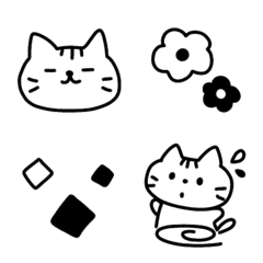 [LINE絵文字] シンプル黒 絵文字1 / ねこ編 *.の画像